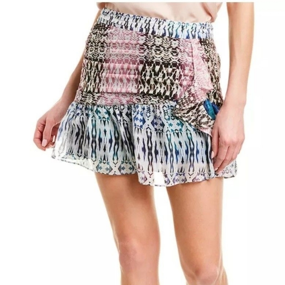 Ramy Brook Silk Estee Printed Flounce Mini Skirt